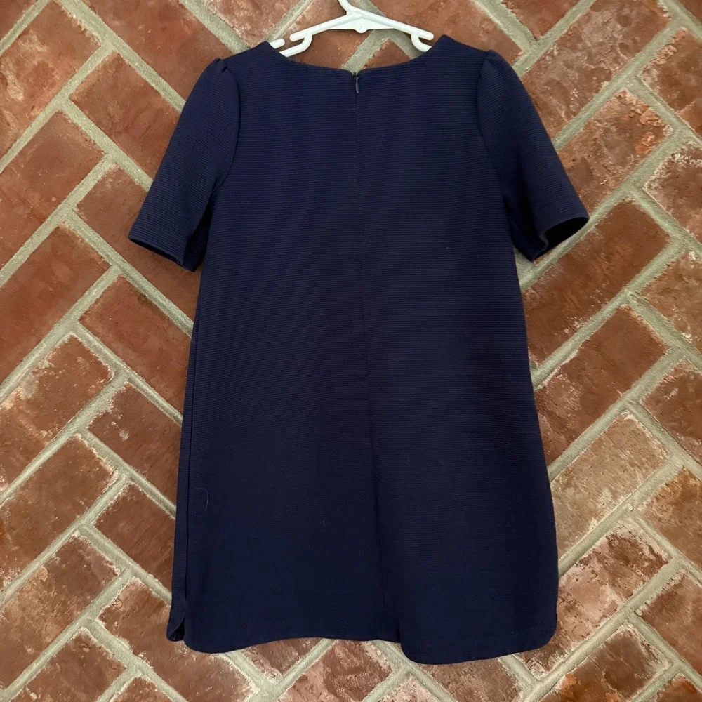 Gymboree Dress Girls 6 Navy Blue Sequin Horse Ribbed Knit Short Sleeve Shift